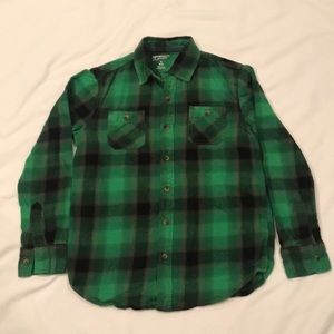 Boys green flannel shirt.